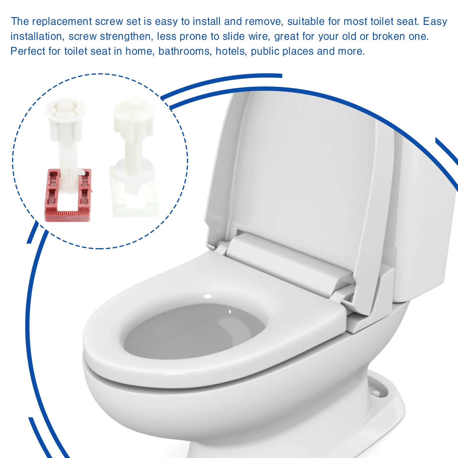 

6Sets Toilet Seat Screws Replacement Parts Sturdy Rust-Proof Easy Installation Public Places Toilet Seat Bolts