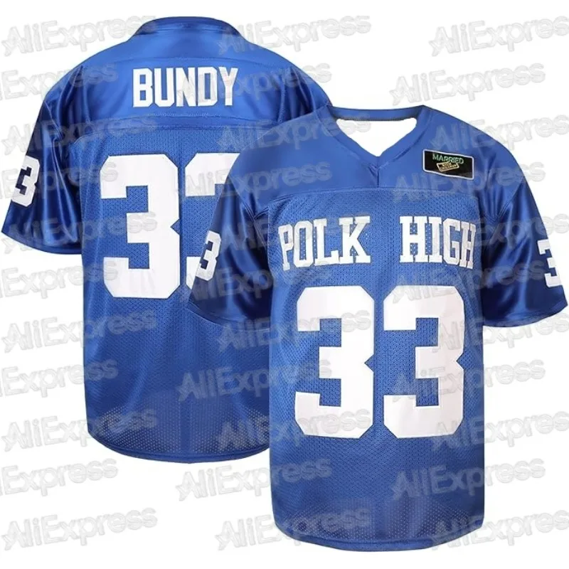 

Men's 90s Hip Hop V-neck Jersey Breathable Sports Shirt AL Bundy 33 Polk High Blue White 2025 Summer Hot MOTO Clothing