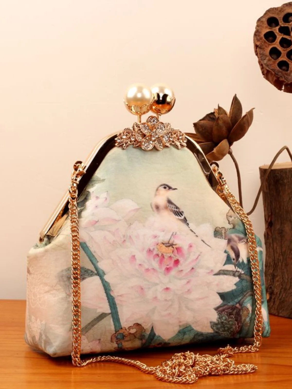 

Ironing DIY Materials Bag Light Gold Embroidered Song Jin Zipper Free Cutting Home Fabric Crts Chinese New Sle