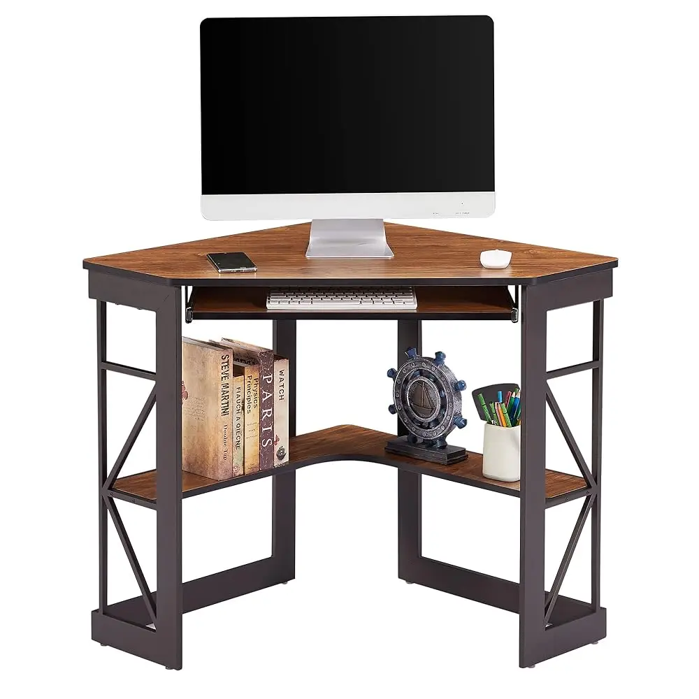 

Desk, Corner Tables For Living Room For Small Space Triangle Computer Desk With Steel Frame Corner Shelves With Metal Frame