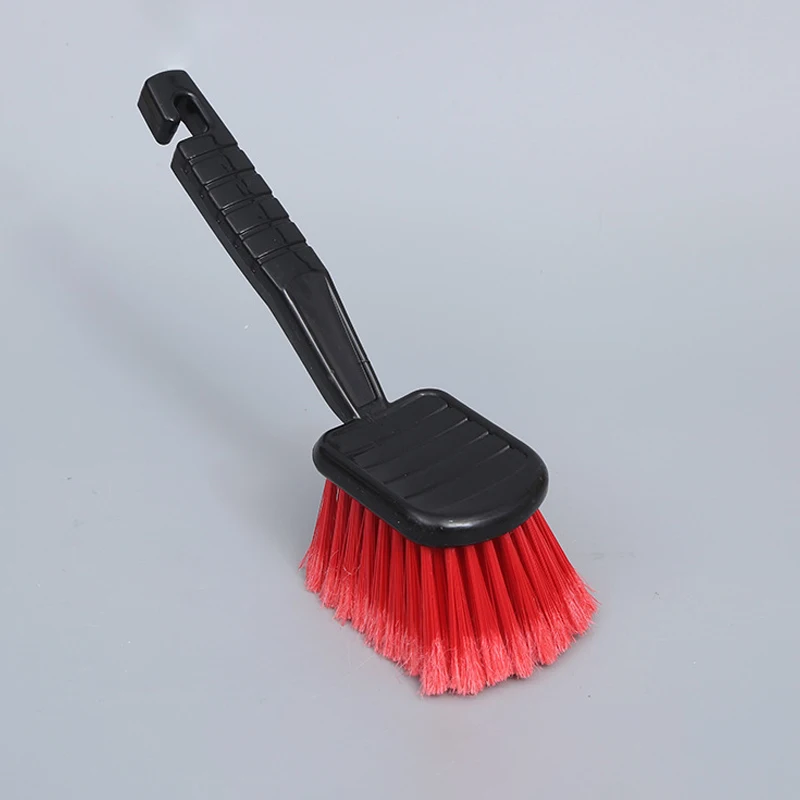 Nettoyeur de brosse de roue de voiture avec poils rouges, poignée noire, outils de lavage pour les détails automatiques, les livres de moto, 1PC