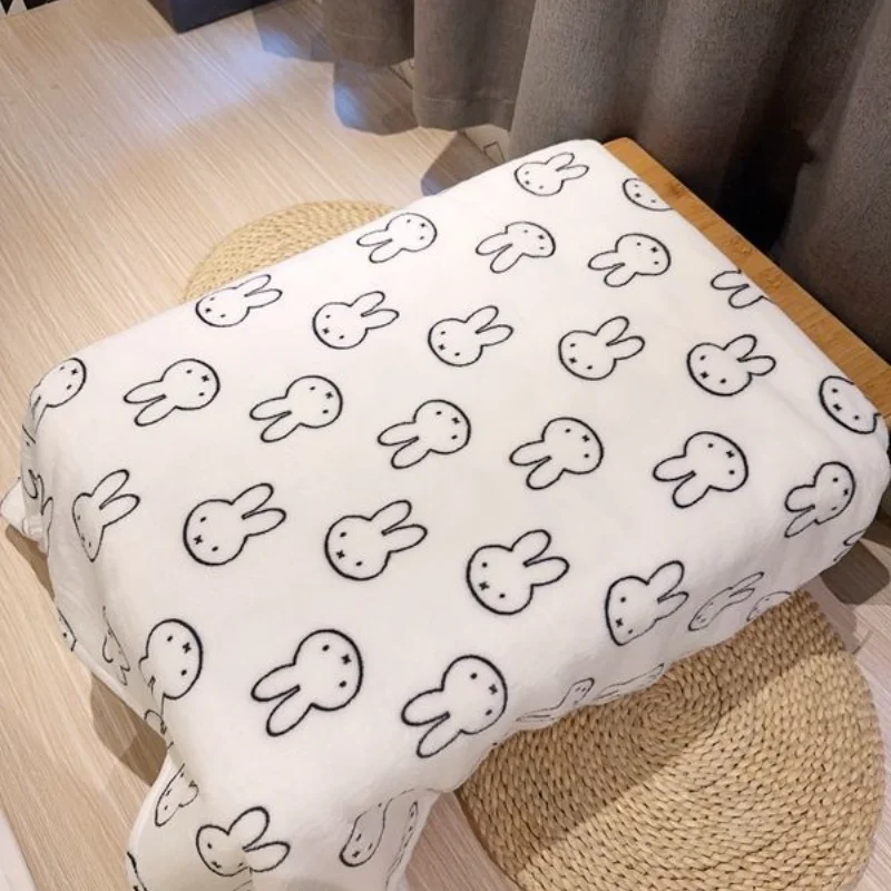 Cartoon Miffy Blanket Kawaii Flannel Office Siesta Shawl Cute Student Dormitory Blanket Creative Miffy Rabbit Sofa Quilt Supplie