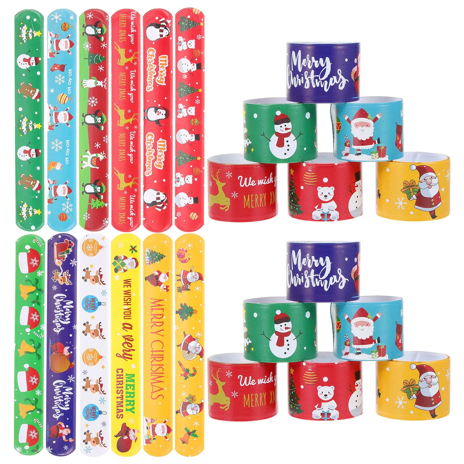 96pcs-christmas-slap-bracelets-bulk-snap-wristbands-fun-holiday-decorations-party-favors-gift-set-comfortable-lightweight-pvc