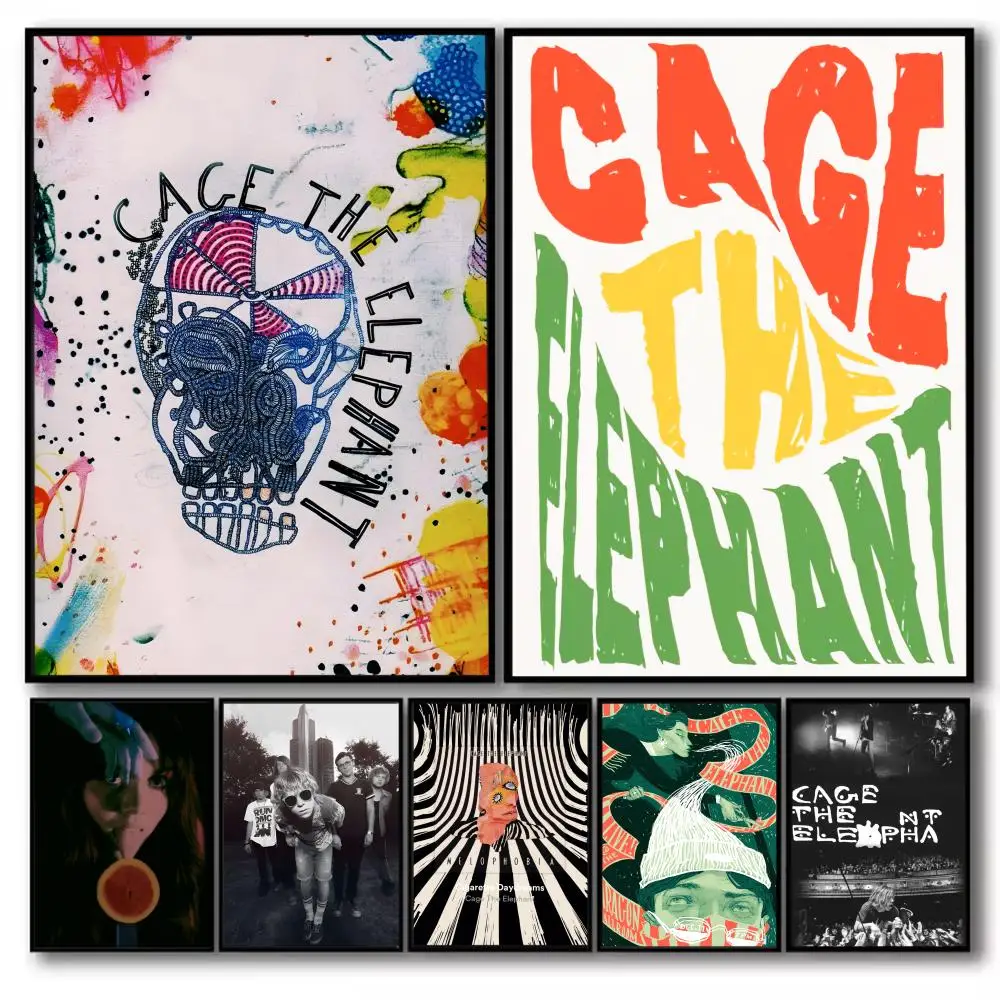 C-Cage The Elephant Poster Stickers Self-Adhesive Painting Mural Decor Wall Decals for Bedroom Living Room Home HD Gift