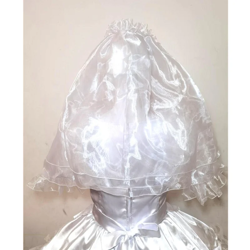 Adult Giant Baby Sexy Girl White Thin Waist Satin Face Sissy Dress Japanese Maid Wedding Dress Role Play Customized Multi Color