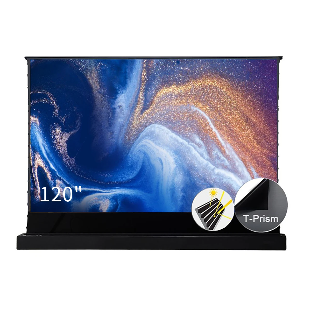 

R 100 Inch Electric Tension Floor Rising Ust Alr T Prism Projection Screen For Ultra Short Throw Laser 4k Projector Screen