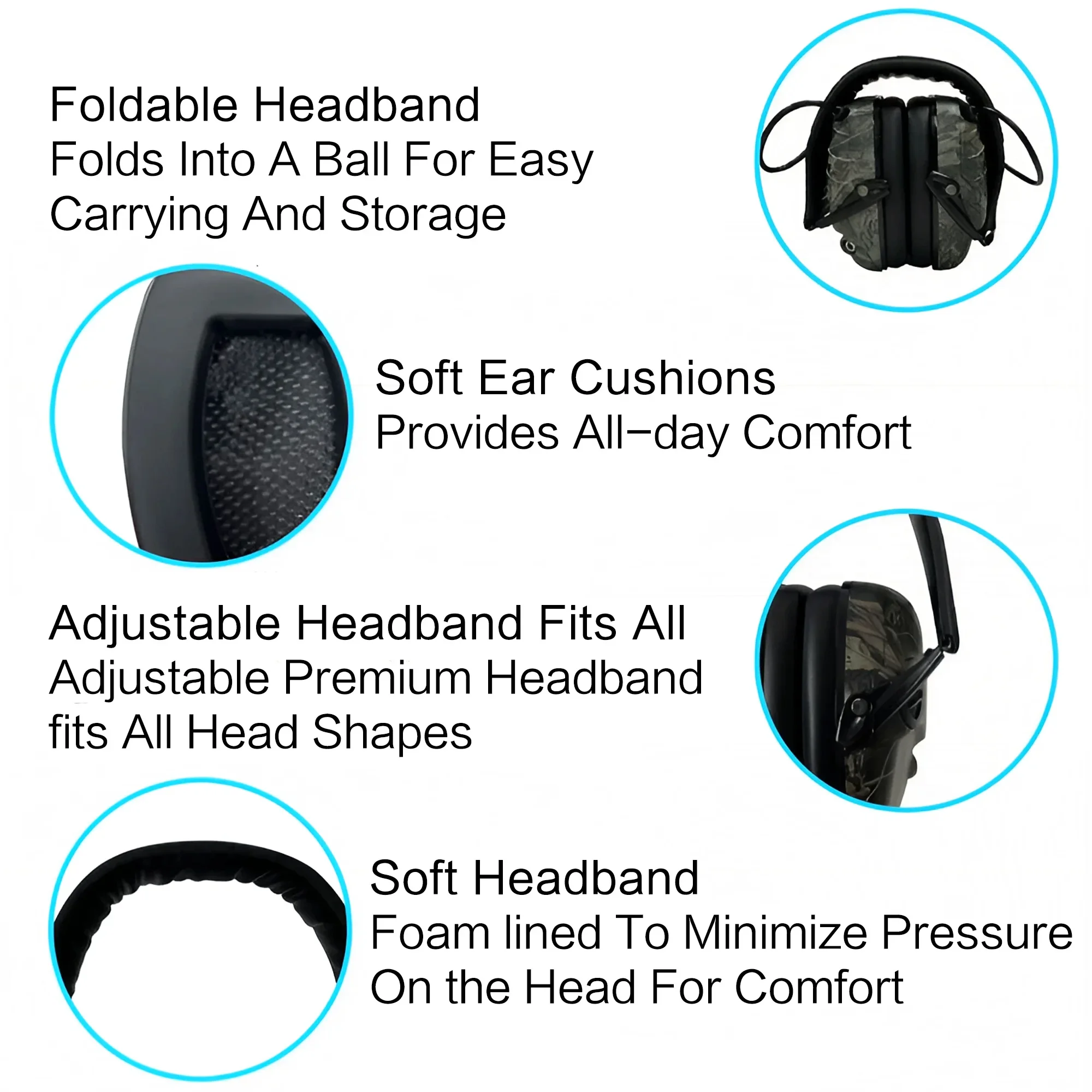 Tactical Electronic Shooting Earmuffs Outdoor Hunting Sound Pickup and Noise Reduction Impact Hearing Protection Helmet