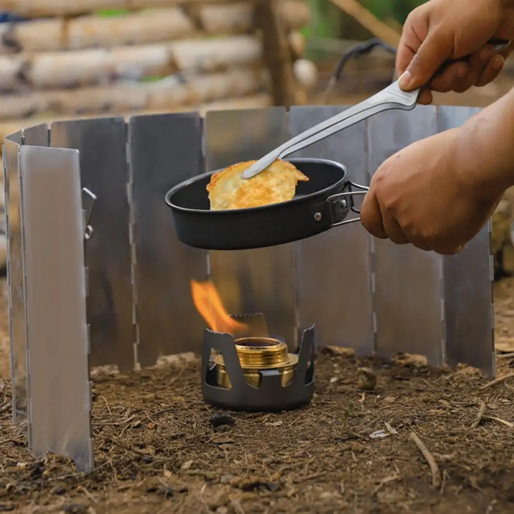 

10-панельная походная плита, лобовое стекло, портативная, легкая, для пешего туризма, пикника, металлическая ветрозащитная бутановая газовая плита, горелка