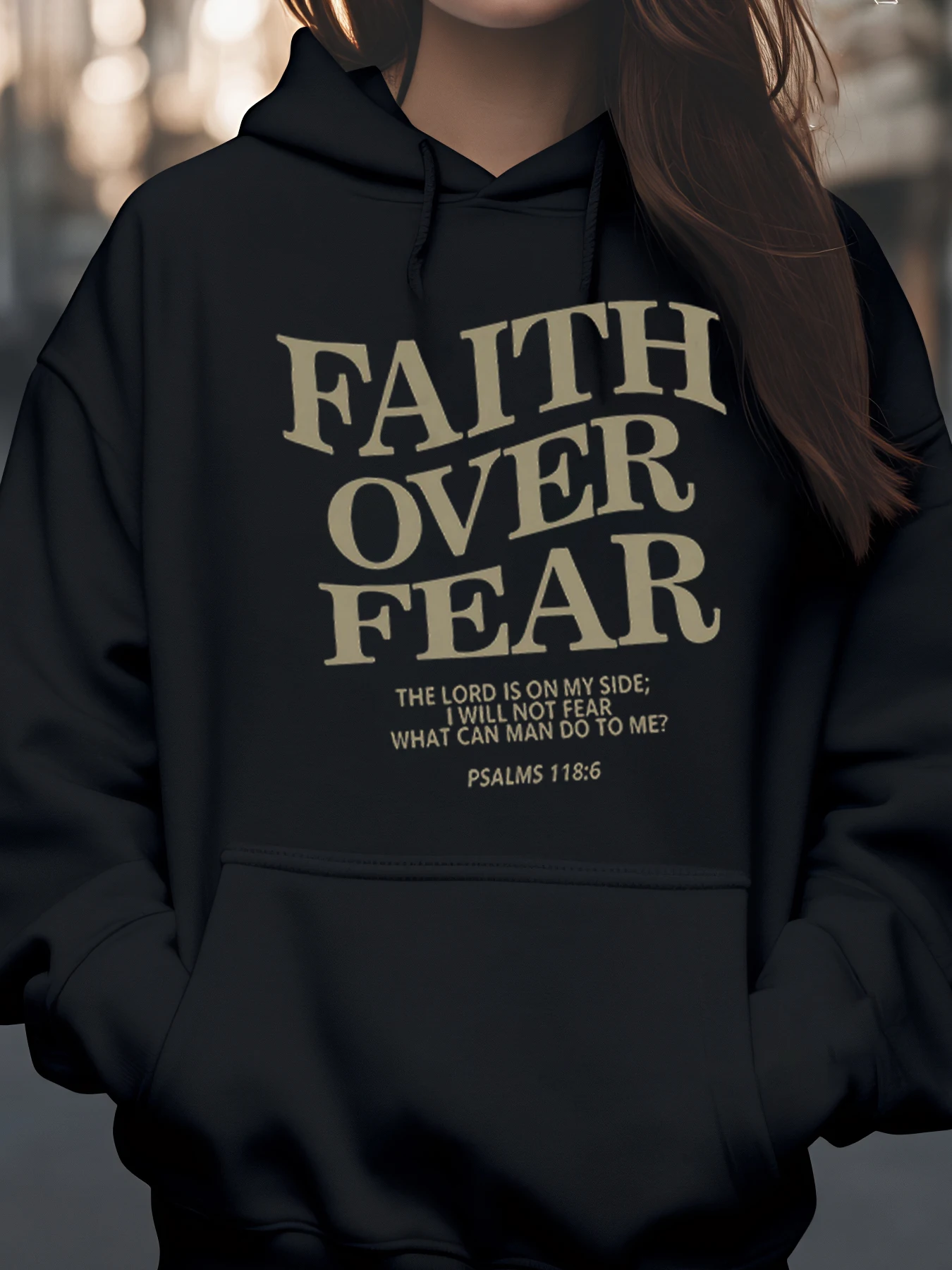 الإيمان فوق الخوف الكتاب المقدس الآية طباعة هوديي هدية مسيحية للنساء ارتداء اليومي الملابس الروحية الإيمان مستوحاة البلوز #1