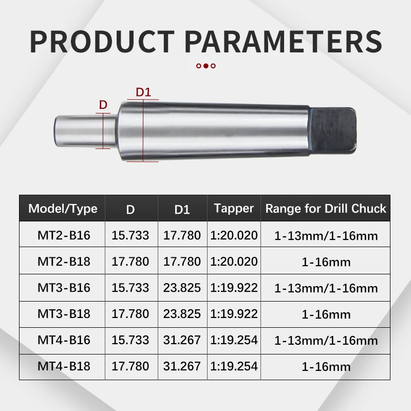 Auto Drill Chuck Set  Reducing Sleeve MT2/3/4  Self-Tightening Drill Chuck 1-13/16mm Combination CNC