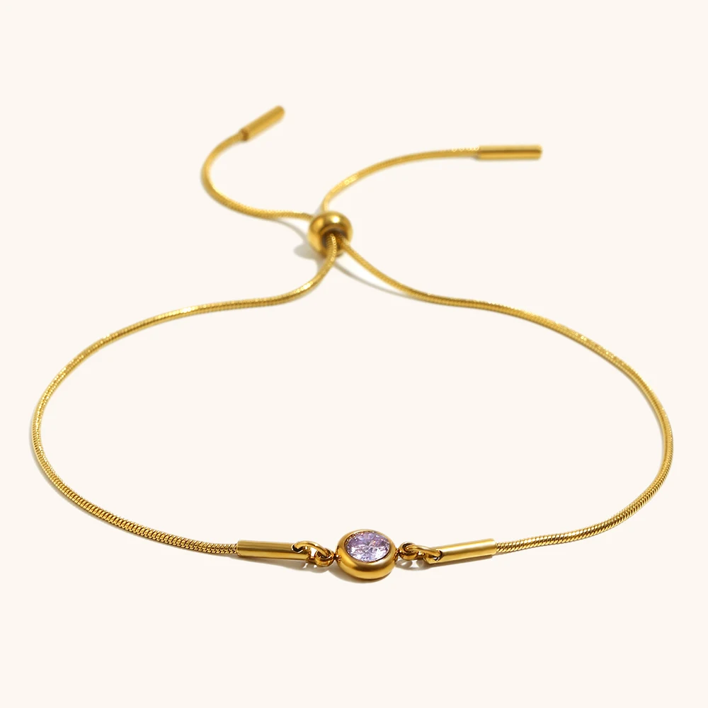 Pull-out Snake Chain Colored Zircon Bracelet, Fashionable Gift
