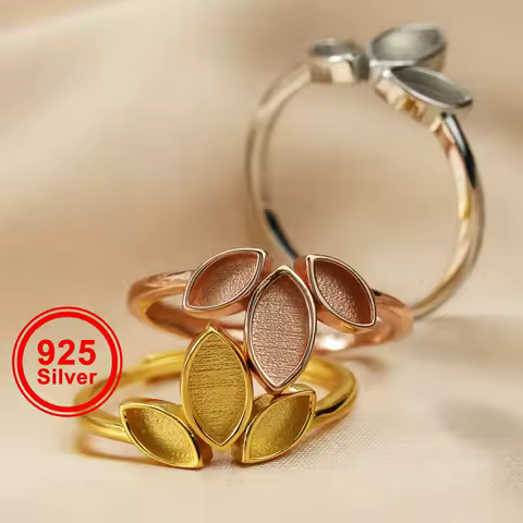 4x8MM Keepsake Breast Milk Resin Marquise Ring Settings Solid Back 925 Sterling Silver Rose Gold Plated Stackable Ring 1294329