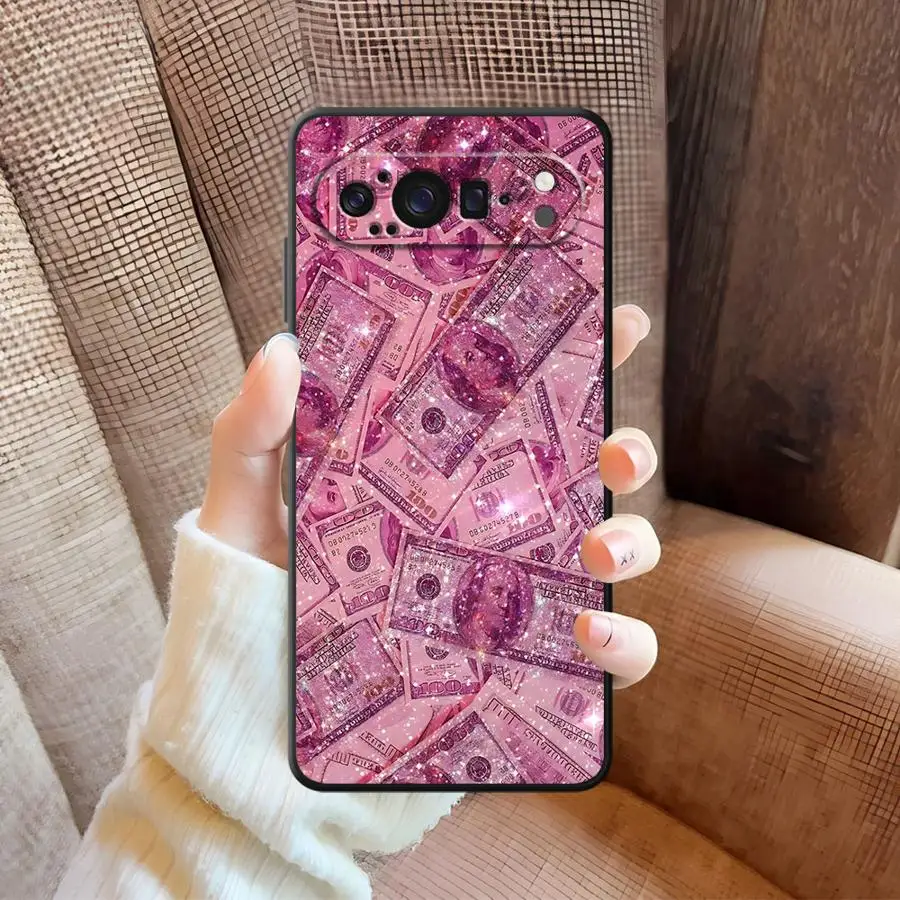 حافظة هاتف كاملة بالدولار الوردي لهاتف جوجل بيكسل 7a 10 9 Pro XL 8a 6a 6 7 8 Pro 9a غلاف ناعم أسود #6