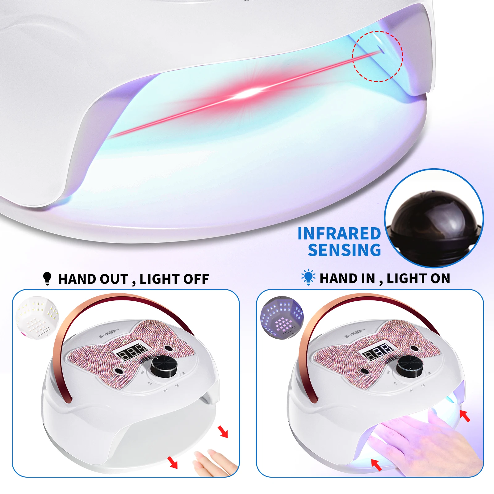 Nieuwe 45 LED-nagellamp Professionele gelnagel UV-lichtdroger met knop 4-timer LCD-scherm Snel uithardende gelnagellamp Salon Tool