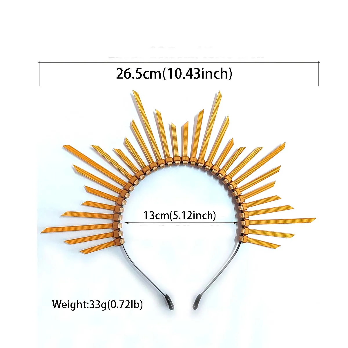 Golden Sunburst Halo Headband, Sun Goddess Crown Headpiece, Wedding Cosplay Party Photoshoot Hair Accessories - view 5