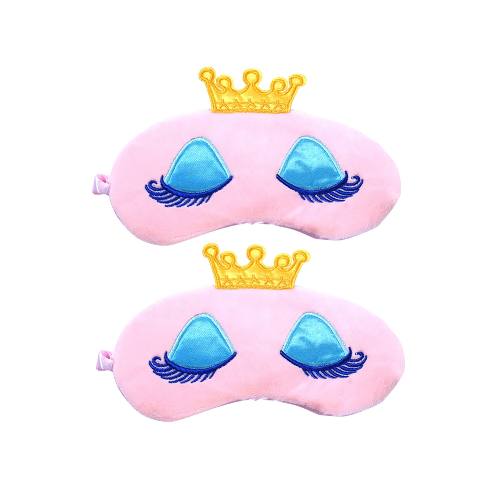 

2 Pcs Cartoon Blindfold s Eye Patches Mask Crown Tiara Sleeping Accessory for Girl Long Eyelash Child