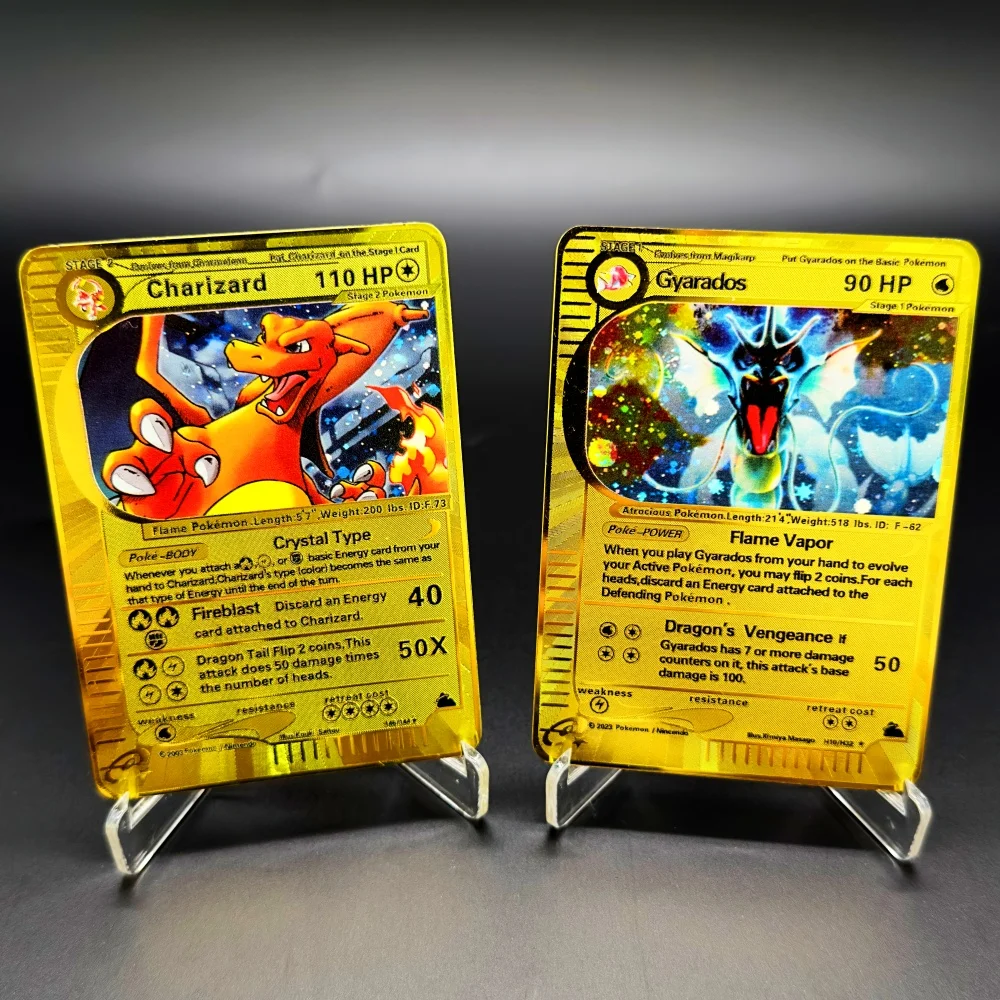

Коллекционные карты Pokemon PKM из металла: Чаризард, Гардос. Игровые карты TCG/PTCG.