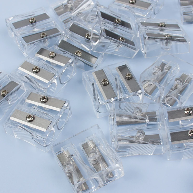 10PCS Pencil Sharpener 2-Hole Pencil Sharpener Transparent Pencil Sharpener