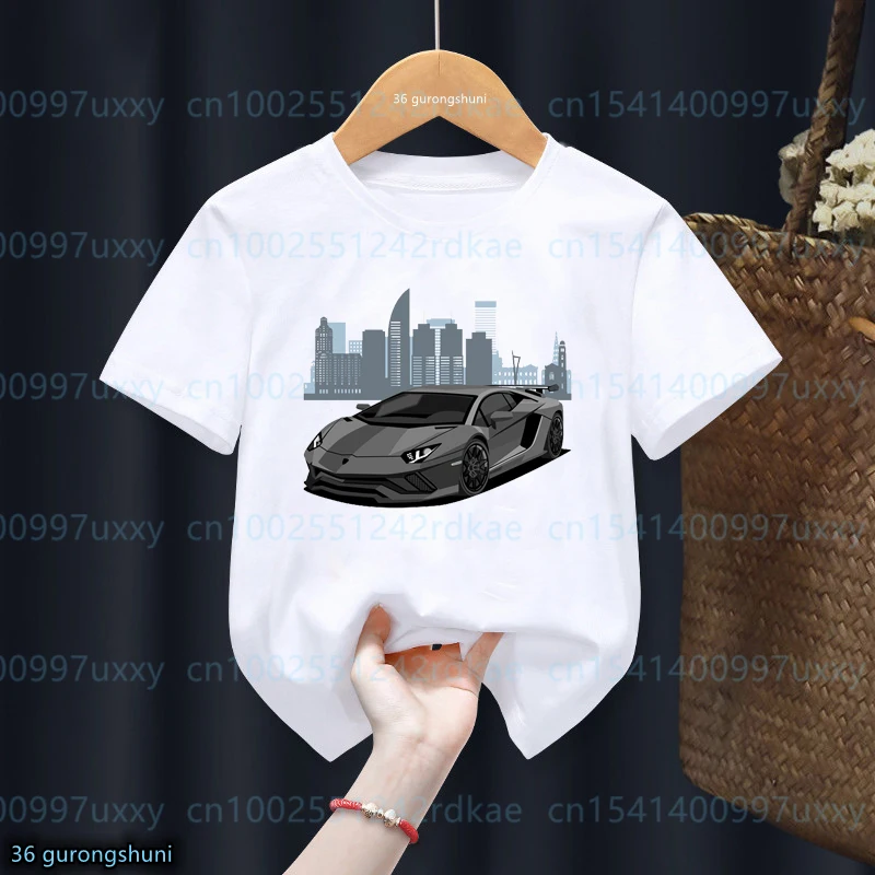 Mode neuen Stil Jungen T-Shirt coole Renn grafiken gedruckt Kinder T-Shirt süße Kinder kleidung Casual Trend Jungen Kleidung