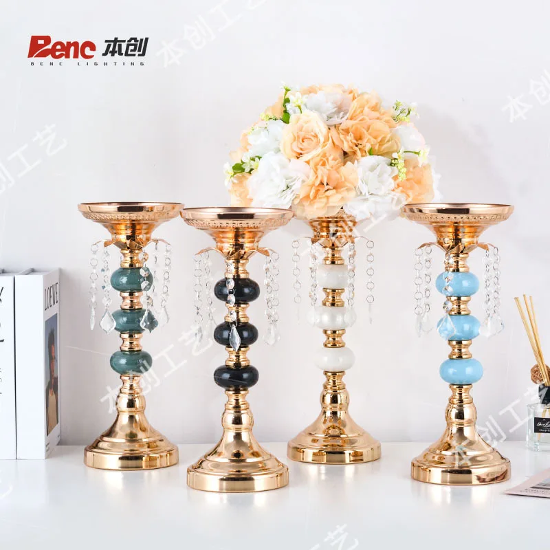 Hotel Decoration Supplies Metal Wrought Iron Vase Wedding Props Main Table Flower Ware Window Ornaments European Candlestick Jew