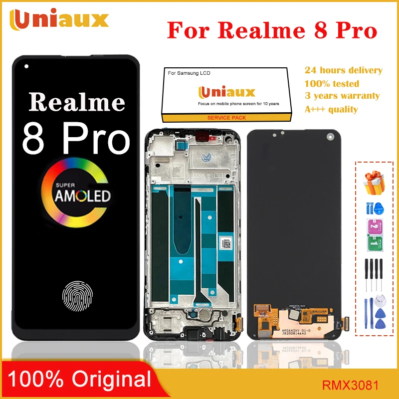 

6..4 ''AMOLED для Realme 8 Pro мобильного телефона ЖК-экран в сборе с сенсорным экраном Замена ЖК-панели