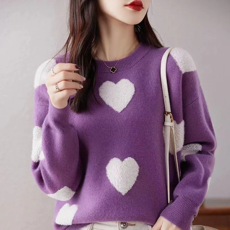 New Autumn/Winter Fashion Trend Japanese Lazy Style Round Neck Loose Versatile Slim and Fashionable Women\'s Long Sleeve Sweater