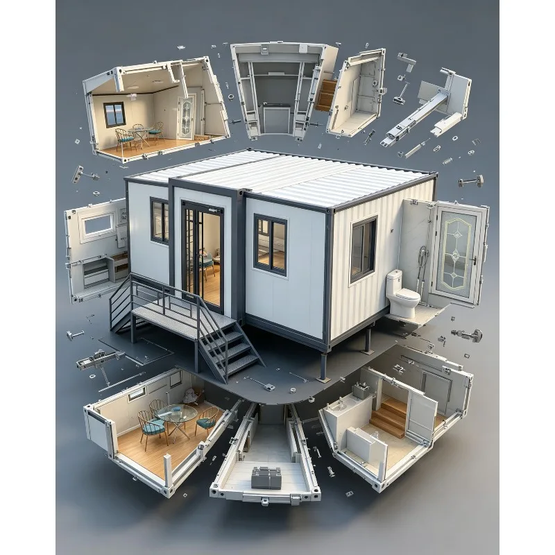 Customized Easy Build Waterproof Folding Tiny Home 40ft Expandable Portable Prefab Light Steel Container Rock Wool Panels
