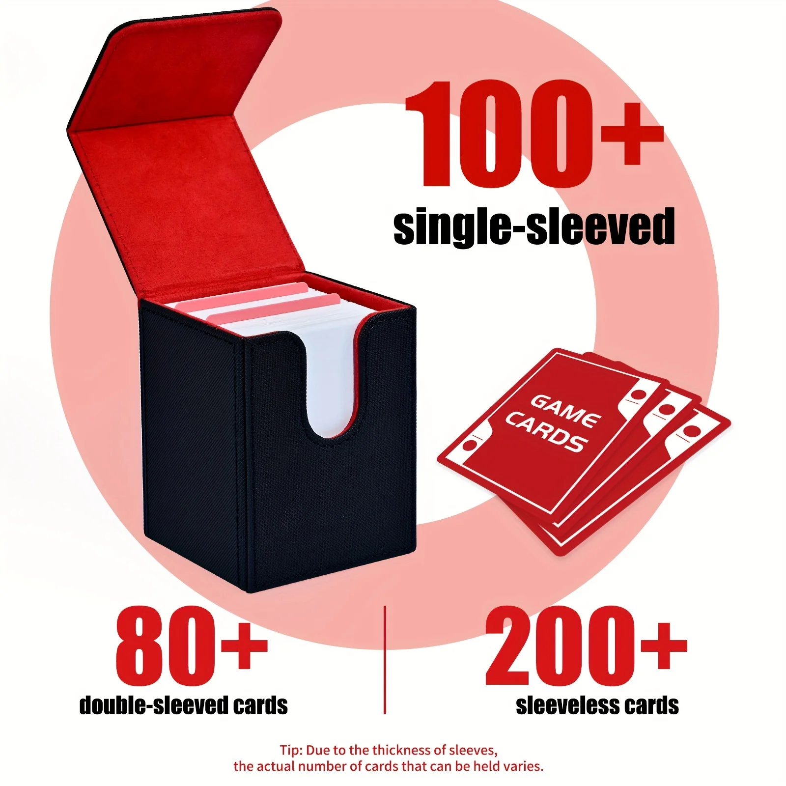 Kartenbox, Kartenaufbewahrungsbox für über 100 einzelne, umschlagierte Karten, PU-Leder mit Magnetverschluss für Magic-Karten und TCG-Karten – Detail 1