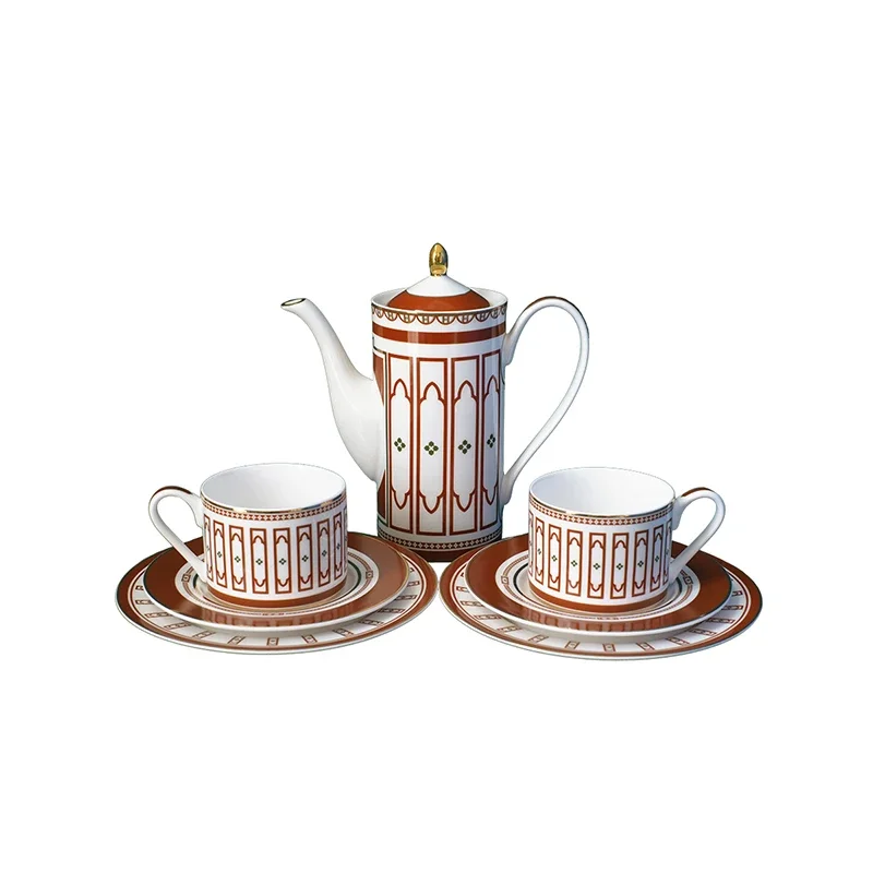 

European Style Pot Coffee Cup Tea Cup Bone China Model Room Tea Set Housewarming Birthday Wedding Gift