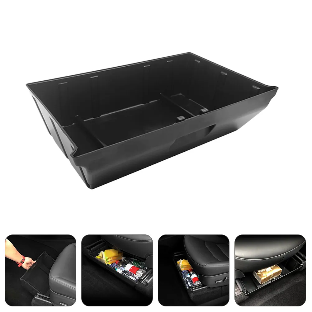 

1Pcs Vehicle Under Seat Storage Box Black ABS Material Car Organizer Container Small Item Storage Drawer Holder for Car Interior