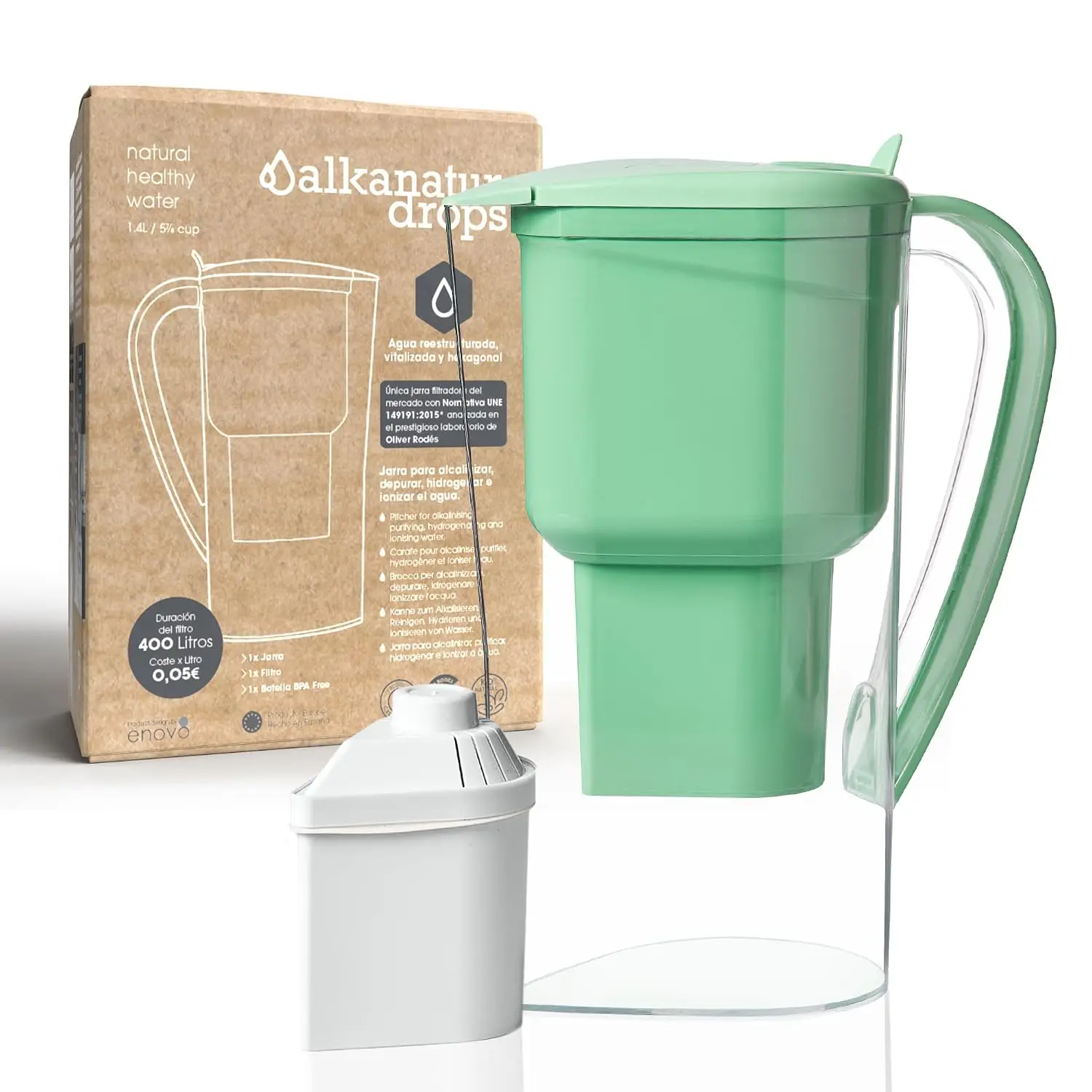 Water Filter Pitcher Eliminates Fluoride Microplastics PFAs Chlorine Heavy Metals Adds Magnesium Hydrogenates Ionizes Water Cert