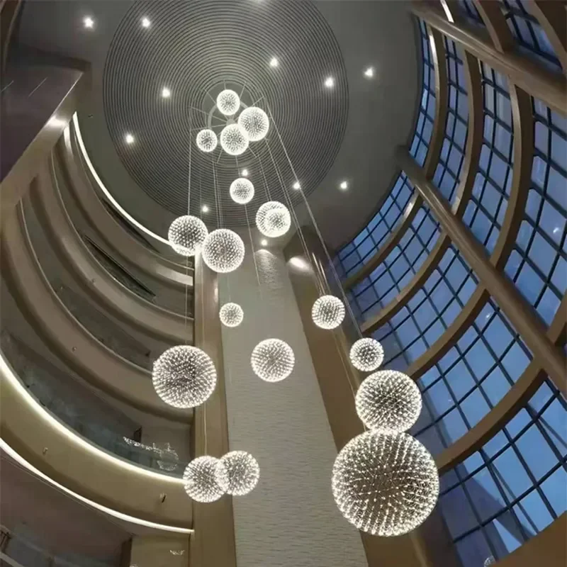 

Светодиодная лампа Spark Ball, современная красная сетка, фейерверк из нержавеющей стали для гостиной, торгового центра, удаленная люстра, украшение интерьера