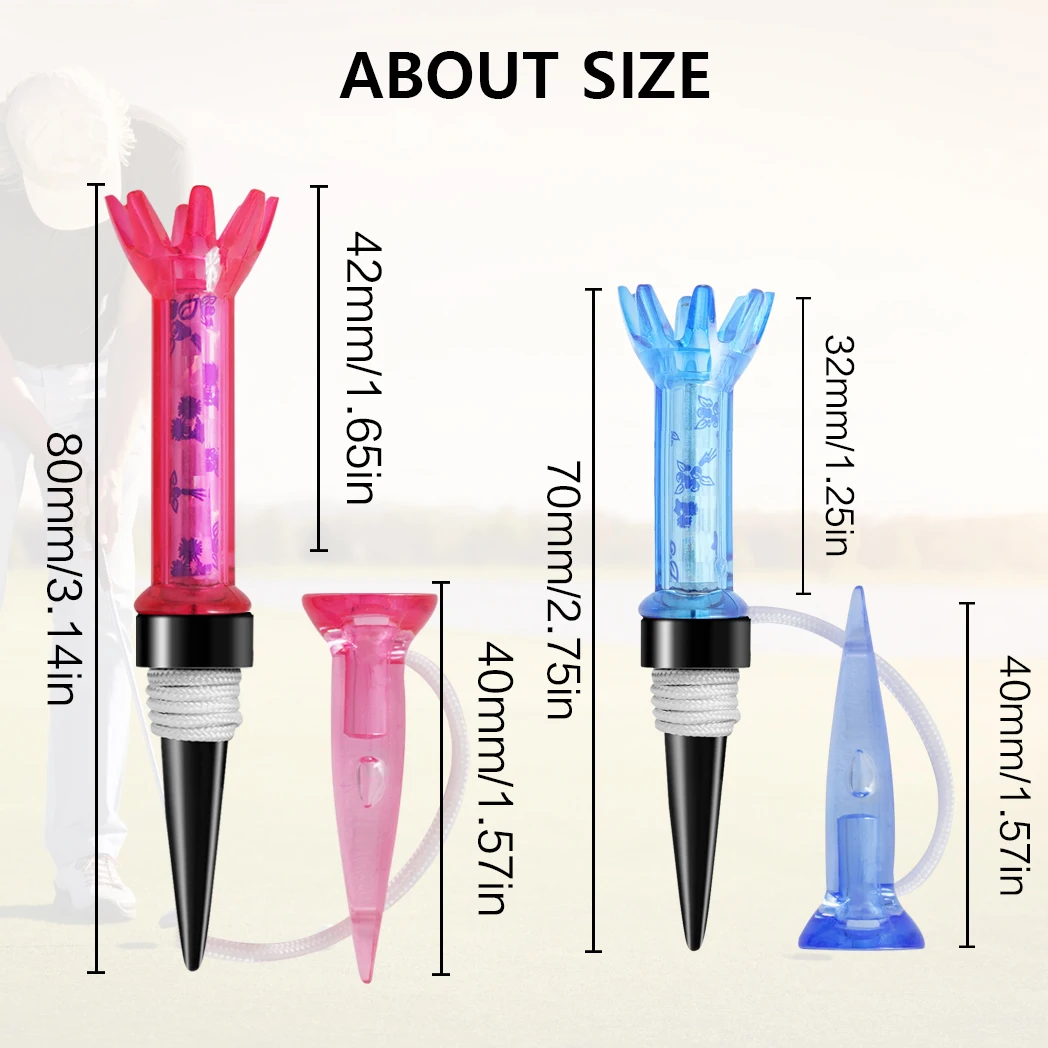 Caiton Golf Tees 2 Adet |   Renkli Plastik Top Tutucu ile Premium Manyetik Tişörtler |   80MM ve 70MM Uzunlukta |   Golf Ekipmanları Aksesuarları