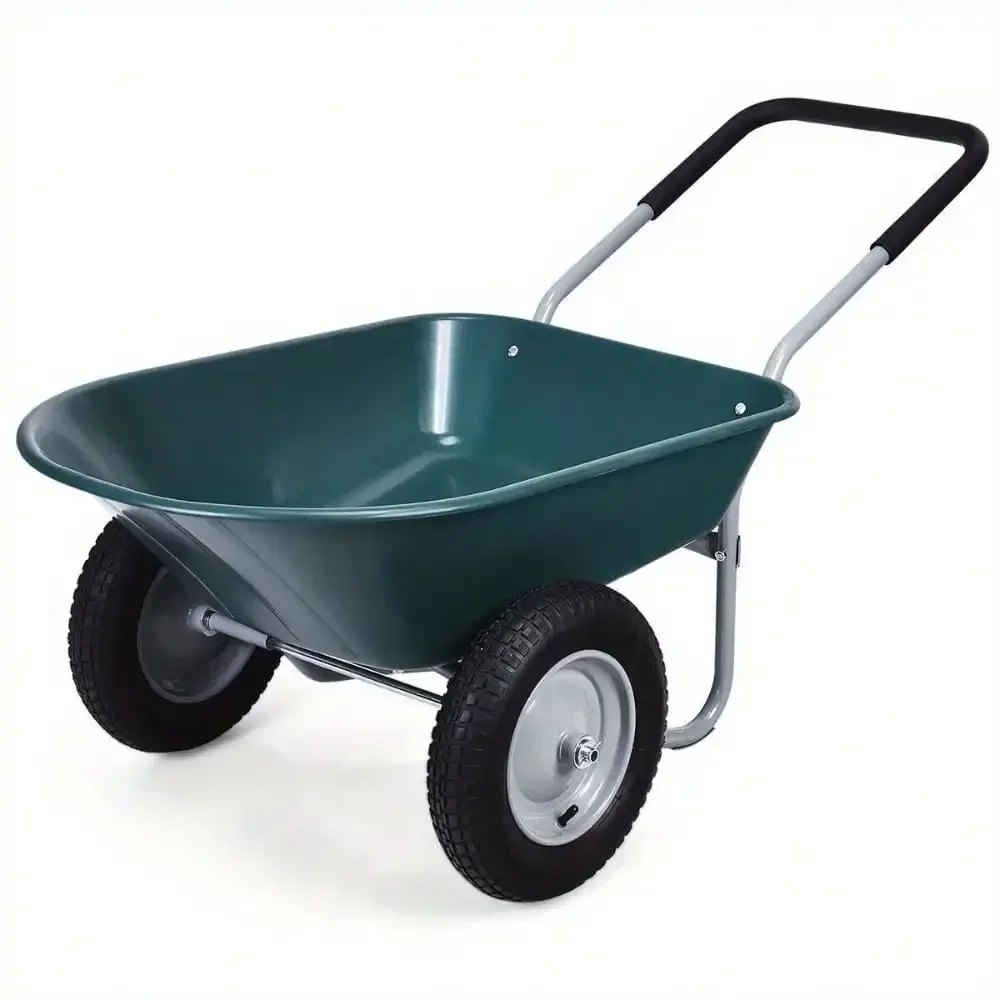 2 Tire Wheelbarrow Garden Cart Heavy-duty Dolly Utility Cart Green