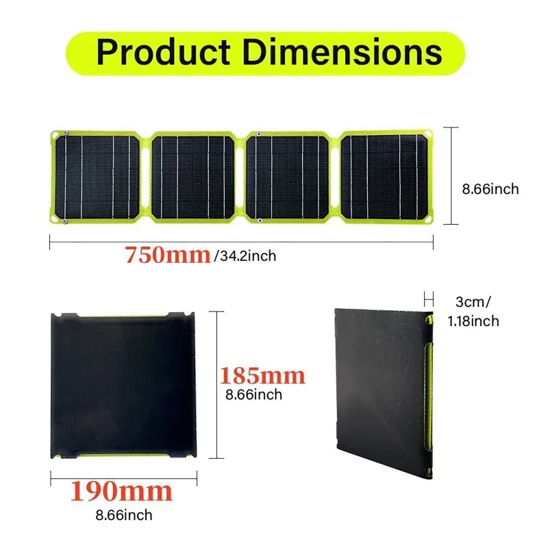 21W 40W Portable Folding ETFE Solar Panel 5V 9V 12V USB Fast Battery Charger for Mobile Phone Travel Outdoor Camping PV Plate