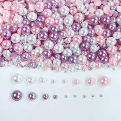 1100Pcs Flat Back Pearls And Rhinestones, 30g Mixed Size 3mm-10mm Ab Color Resin Rhinestones Semi-Circular Pearl