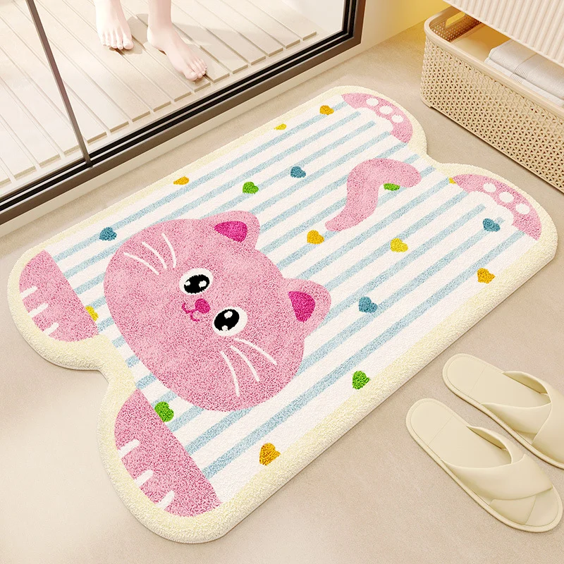 VIKAMA Cute Cartoon Pet Carpet Anti Slip Quick Drying Water Absorbing Carpet Bathroom Entrance Cute Floor Mat Home Decoration