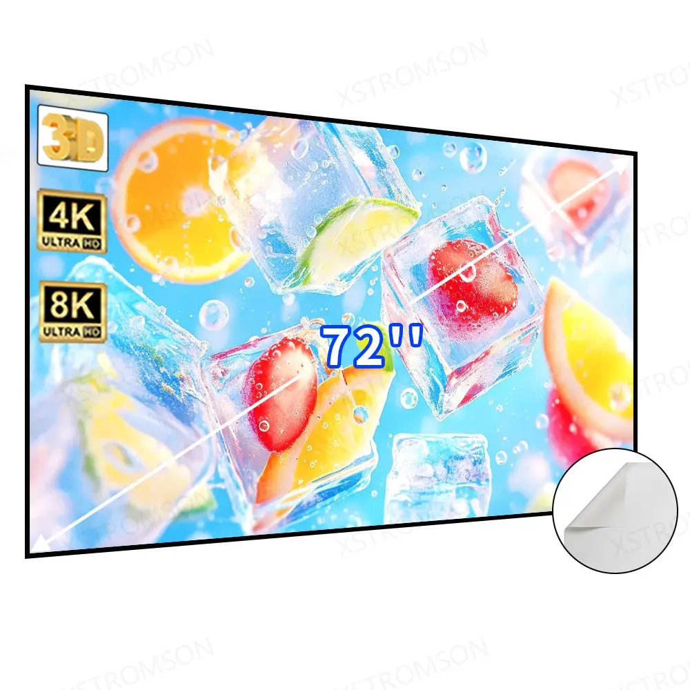 

72 inch Long Throw Movie Screen Matt White Aluminum Alloy Material Fix Frame Projection Screen HD for Home Theater