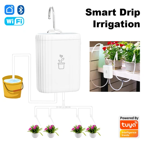 Imagen 1 del producto Bomba de riego inteligente Tuya WiFi, batería recargable 18650, aspersor automático inteligente, riego por goteo de flores, herramientas de jardín para el hogar