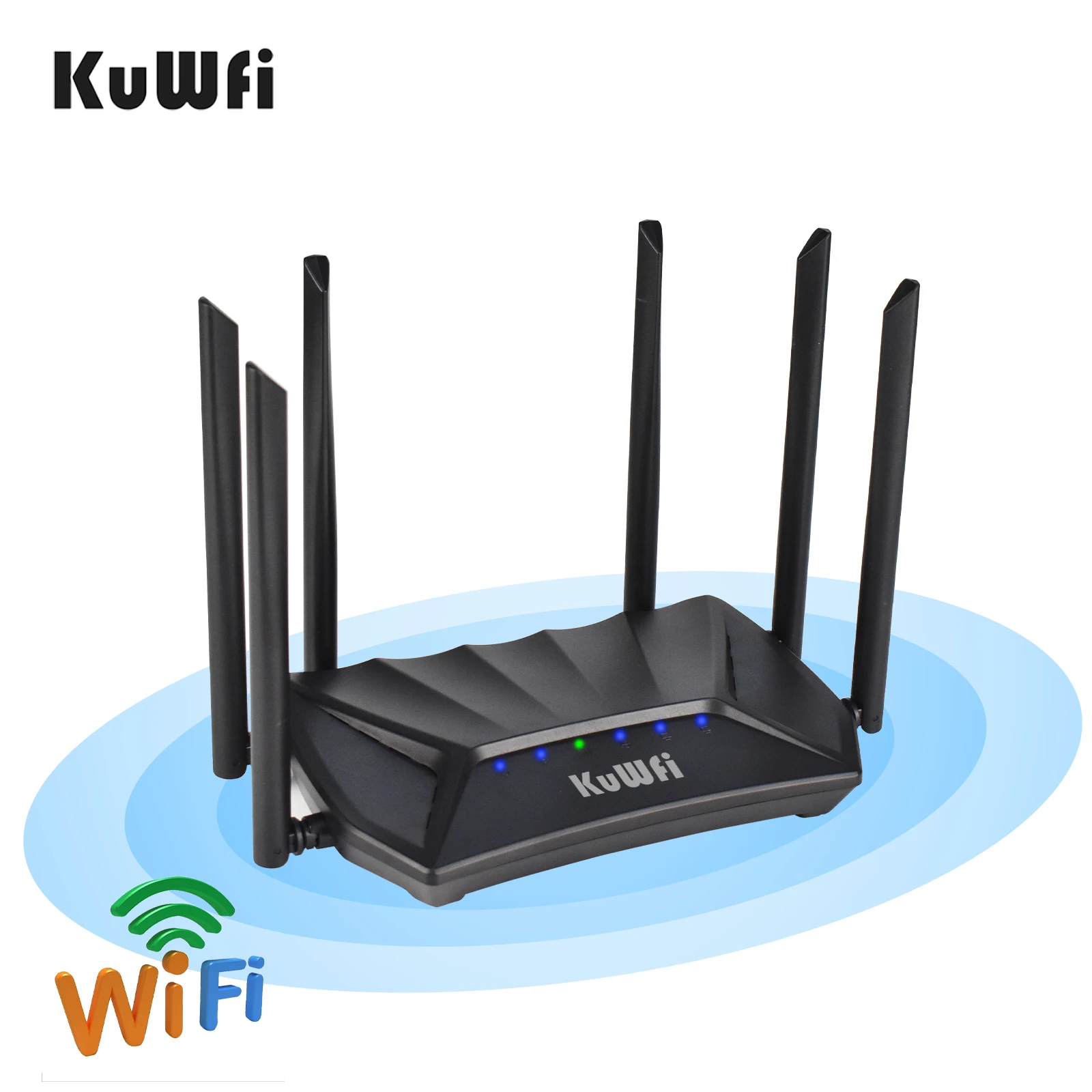 KuWFi 1200Mbps 2.4G 5.8G Dual Frequency Wifi Router CAT4 4G LTE Router 6*5dBi External Antennas Gigabit Ethernet Port SIM Slot