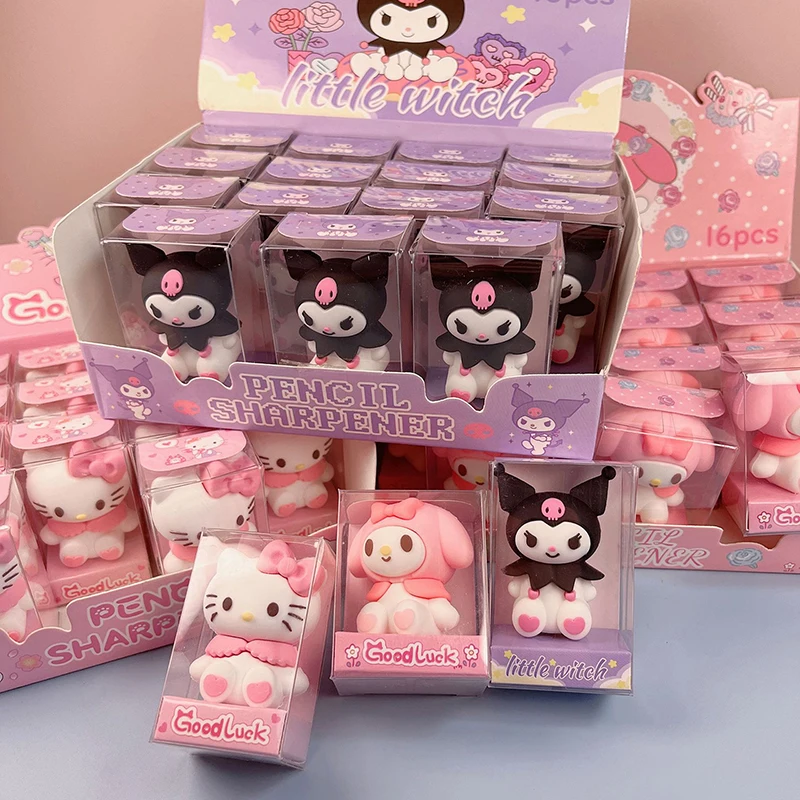 1 Stuks Sanrio Hello Kitty Puntenslijper Gum 2-In-1 Cartoon Prachtige Schattige Meisje Briefpapier Student Schoolbenodigdheden