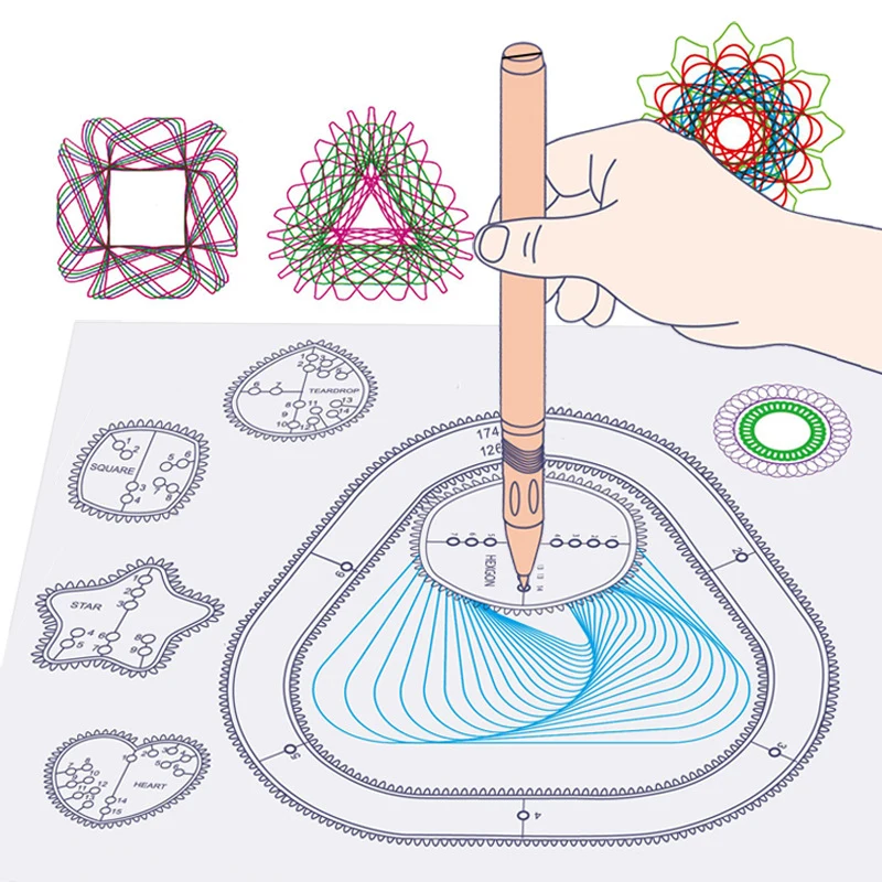 Kaleidoscope Science Magic Ruler Toys Set for Kids, Arte Criativa, Desenho Stencil, Aprendizagem precoce, Papelaria divertida