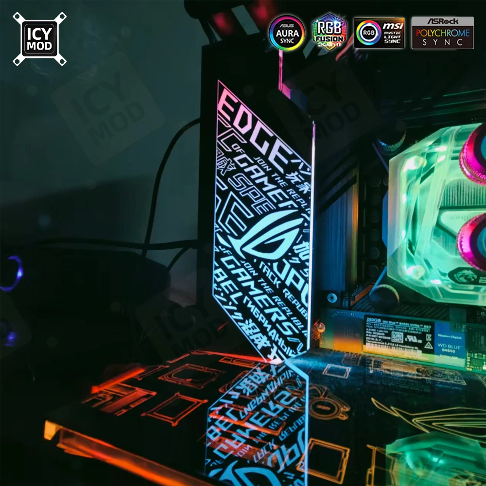 PC Case IO Panel Customize MOBO MOD Mirror Panel AURA Water Cooler Custom 5V3PIN ARGB Motherboard Lighting Panel Customizable