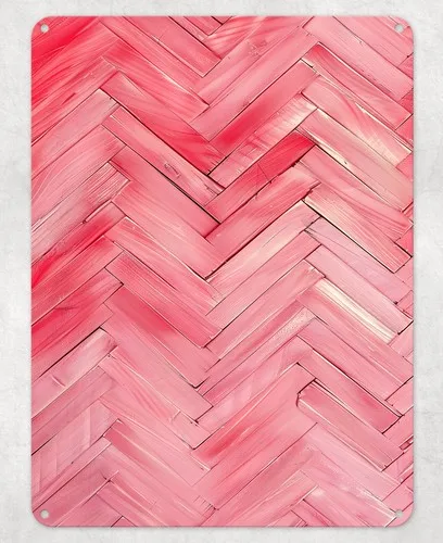 Pink Herringbone Pattern Metal Poster Wall Tin Sign Man Cave Shed Home Plaque --Tin Sign