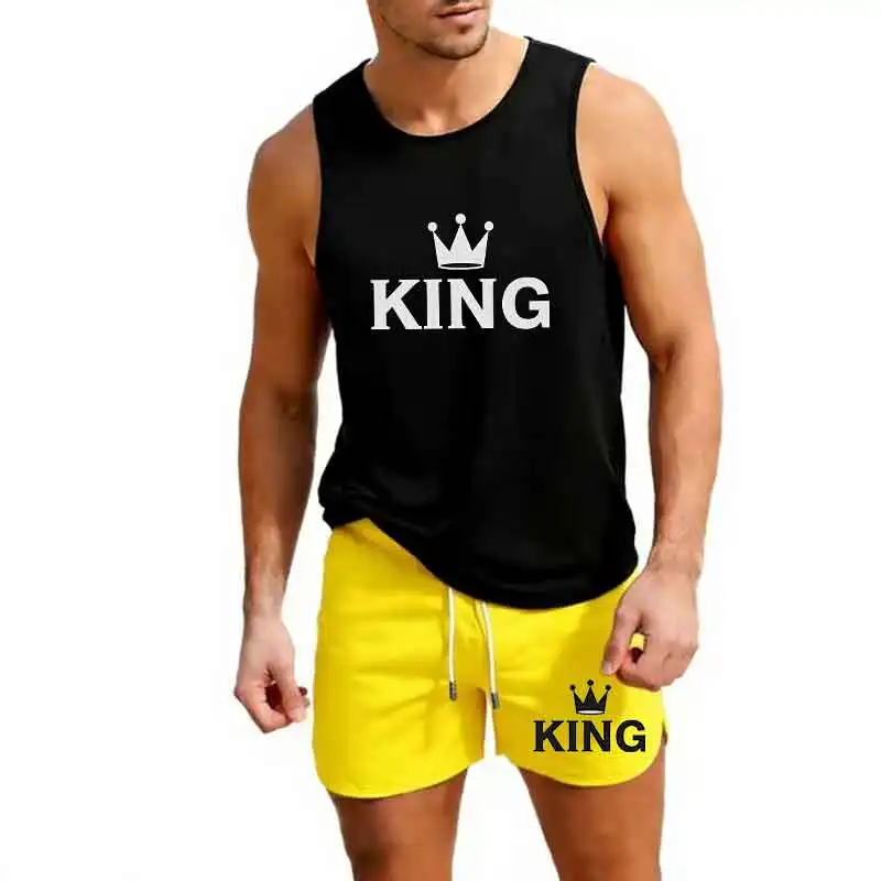 

Men Mesh Vest and Quick Dry Shorts 2 Piece Sports Set 2026 European Size Summer Beach Training Jogging Activewear Outfit