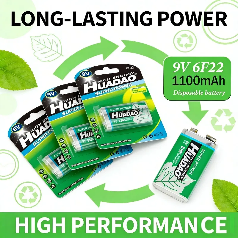 1-10pcs 9V 6F22 Carbon Dry Battery 1100mAh Disposable for Multimeter Alarm Microphone KTV Toys