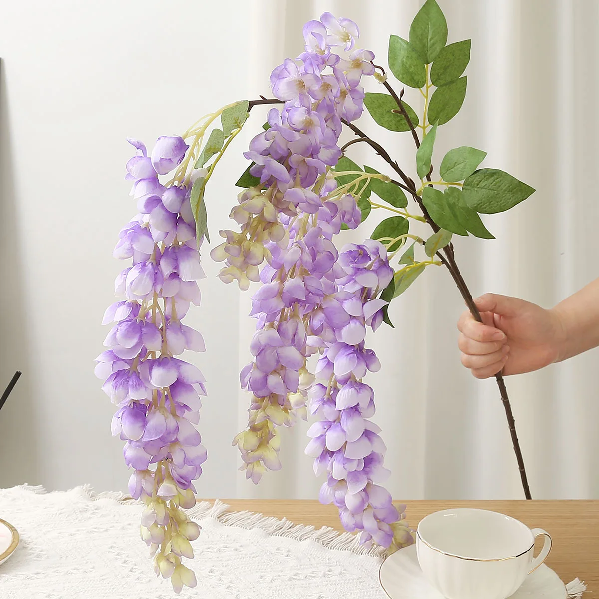 Guirnalda de plantas colgantes florales de glicina falsa, flores artificiales de glicina gigante de 40 pulgadas para decoración de arreglo de boda en el suelo de fiesta en casa