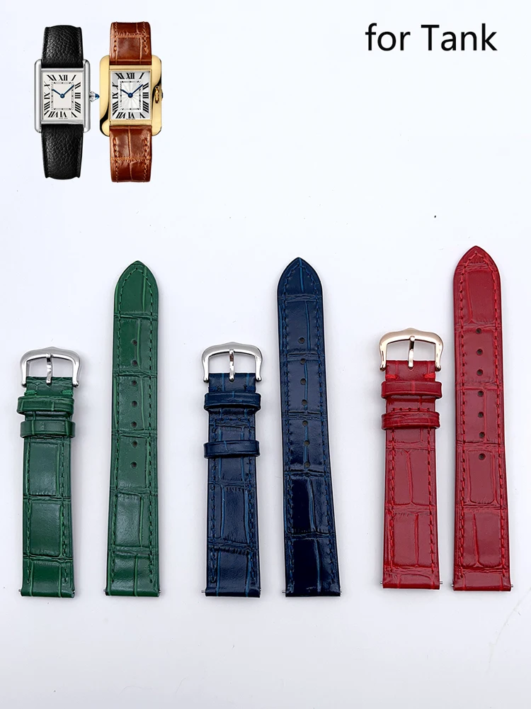 Genuine leather strap, cowhide soft and breathable, suitable for  CARTIER watch band Tank/solo/Santos/Round strap high-end