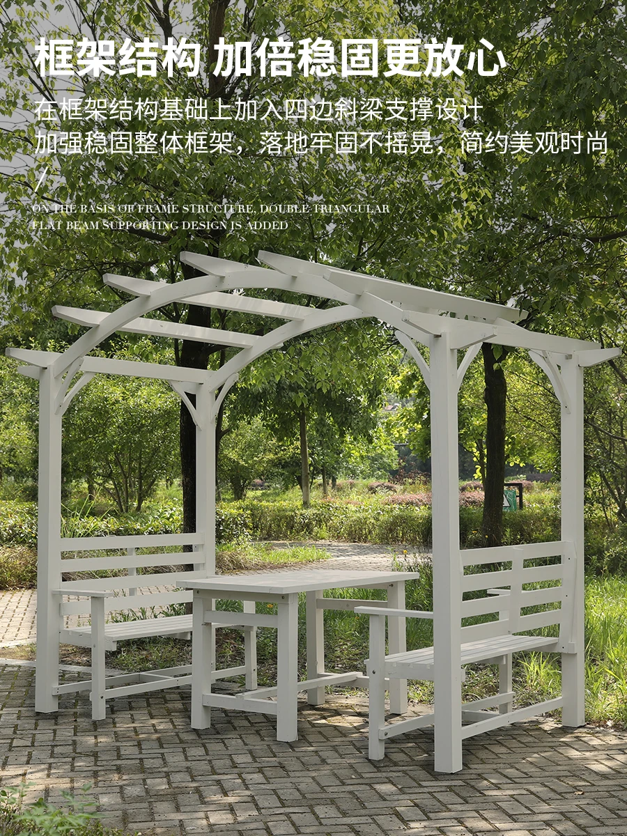 Antiseptic Wood Grape Shelf Assembly Outdoor Wooden Flower Rack Outdoor Solid Wood Pavilion Courtyard Villa Yard Lattice