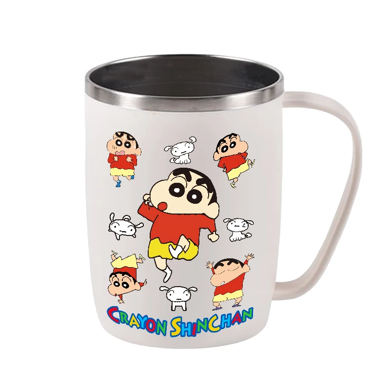 450 مللي تلوين شين تشان الكرتون الأطفال كوب معزول 304 مكنسة من الفولاذ المقاوم للصدأ كوب القهوة الحليب الإفطار القدح الترمس الاطفال هدية